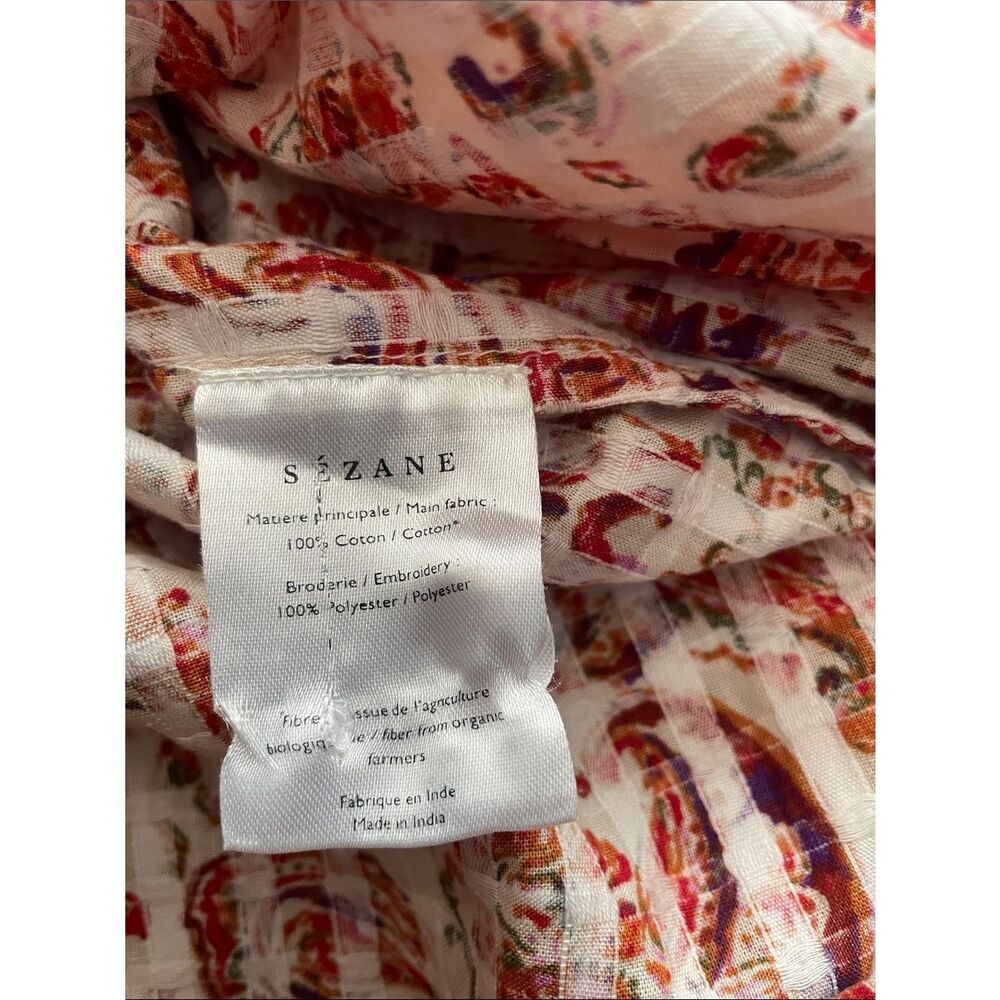 Sezane Orange Paisley Print Long Sleeve Blouse Women’s Sz 34/XS-2 - Picture 9 of 9